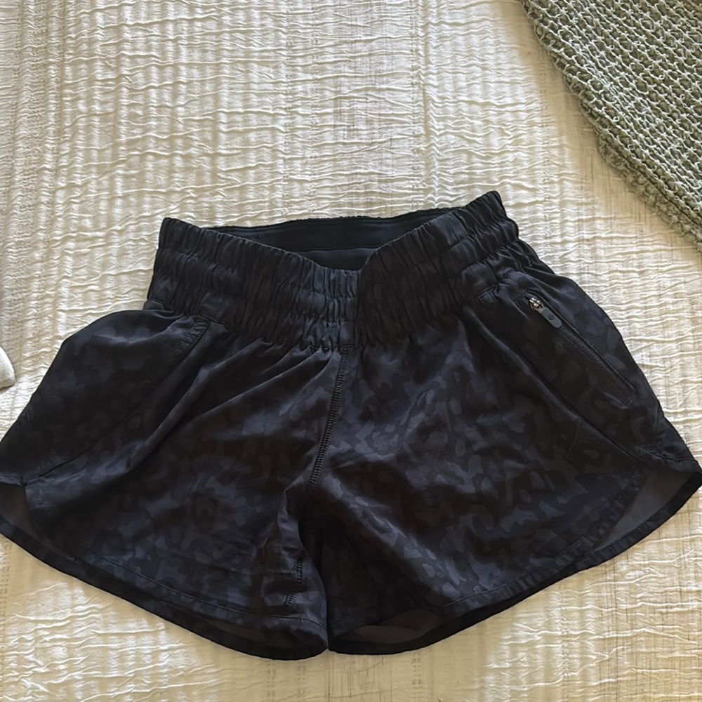 Lululemon black cheetah shorts